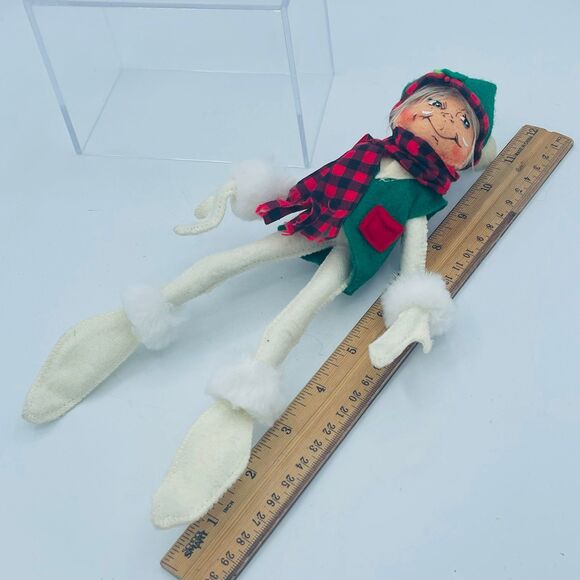 Annalee 12” Posable Christmas Plaid Scarf Elf Shelf Sitter Doll - Picture 6 of 7